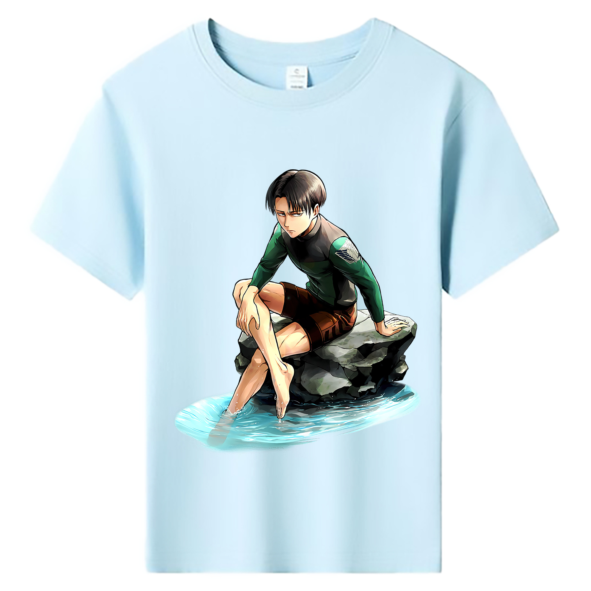 （画像用） 進撃の巨人 リヴァイ·アッカーマン Attack on Titan Levi Ackerman 綿100％キッズTシャツ（フロントプリント）